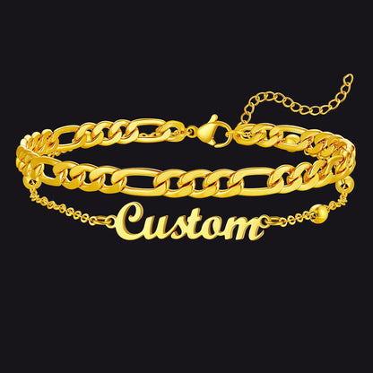 Personalised Name Figaro Chain Layered Anklet for