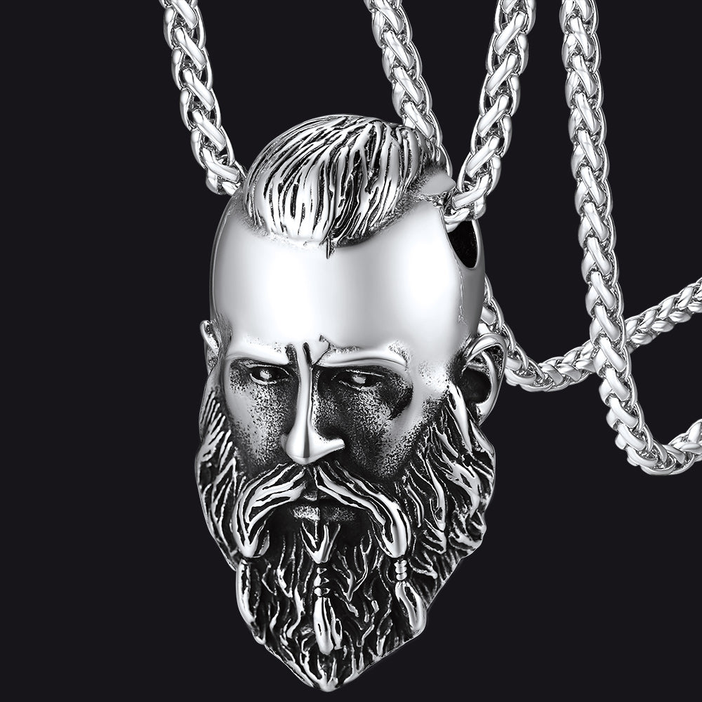 Flash Nordic Viking Head Necklace Amulet Jewelry for
