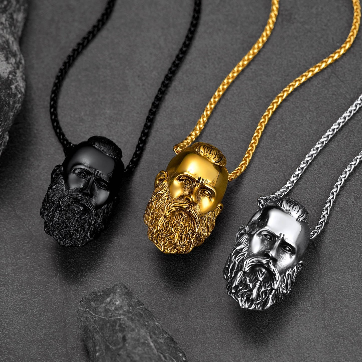 Flash Nordic Viking Head Necklace Amulet Jewelry for