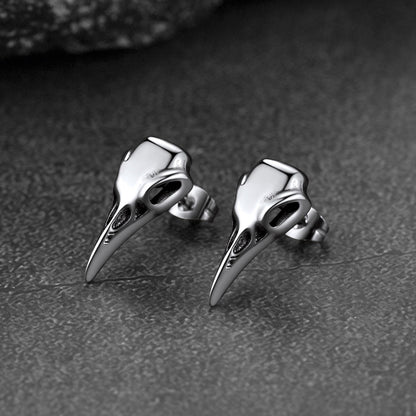 Gothic Raven Skull Stud Earring for