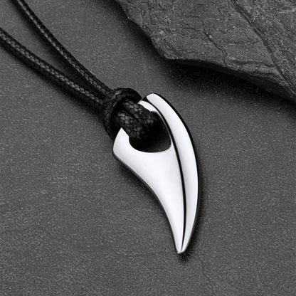 Norse Viking Wolf Tooth Spear Wax Leather Necklace for , Size 20"-26"