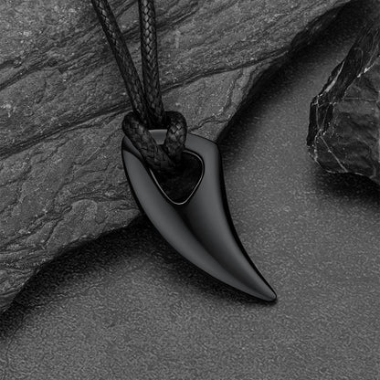 Norse Viking Wolf Tooth Spear Wax Leather Necklace for , Size 20"-26"