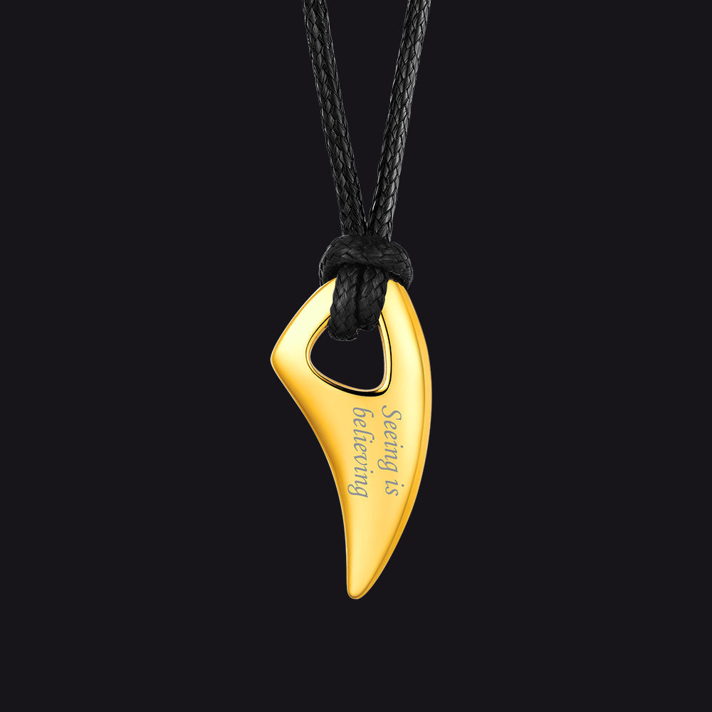 Norse Viking Wolf Tooth Spear Wax Leather Necklace for , Size 20"-26"