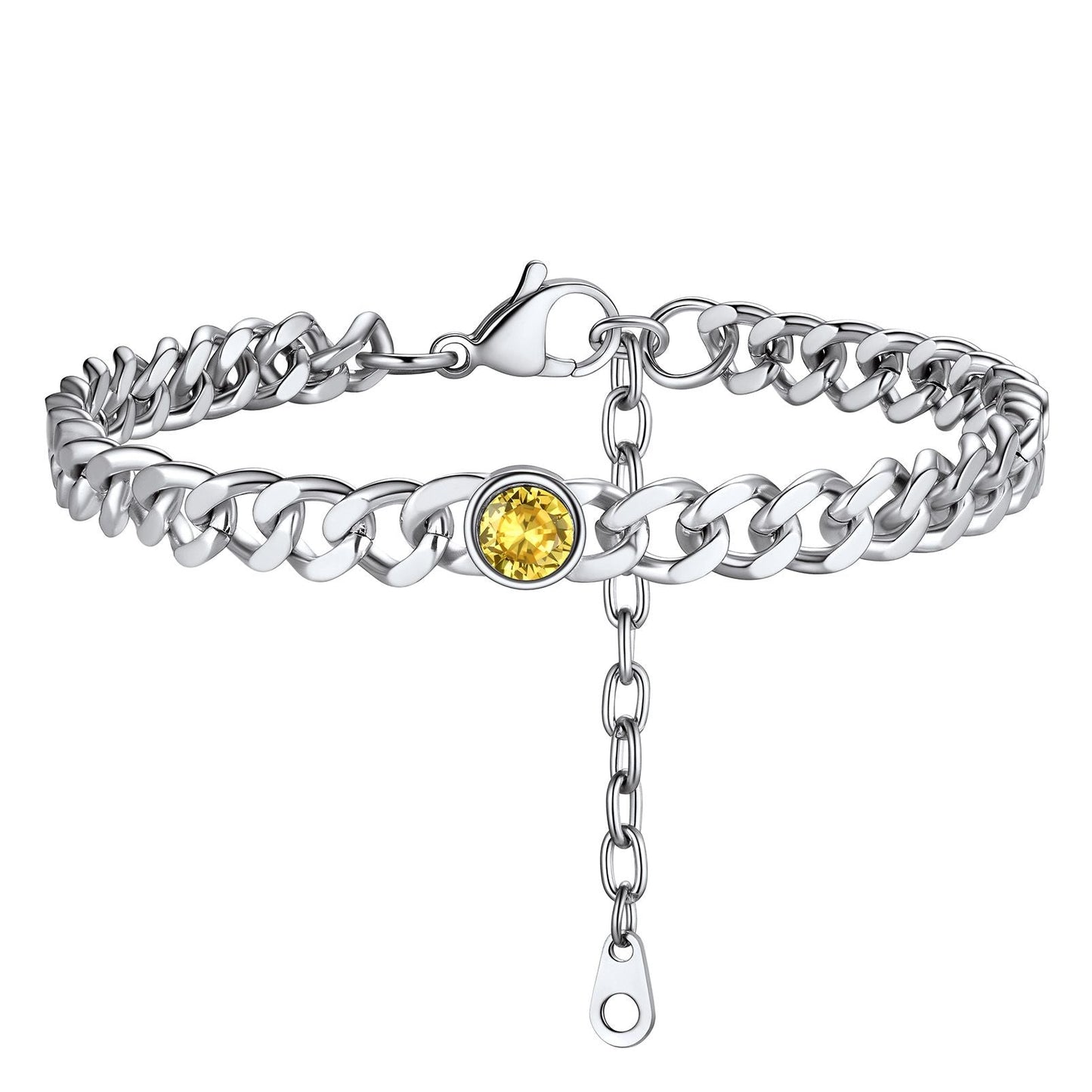 Personalized Birthstone Cuban Link Anklet for