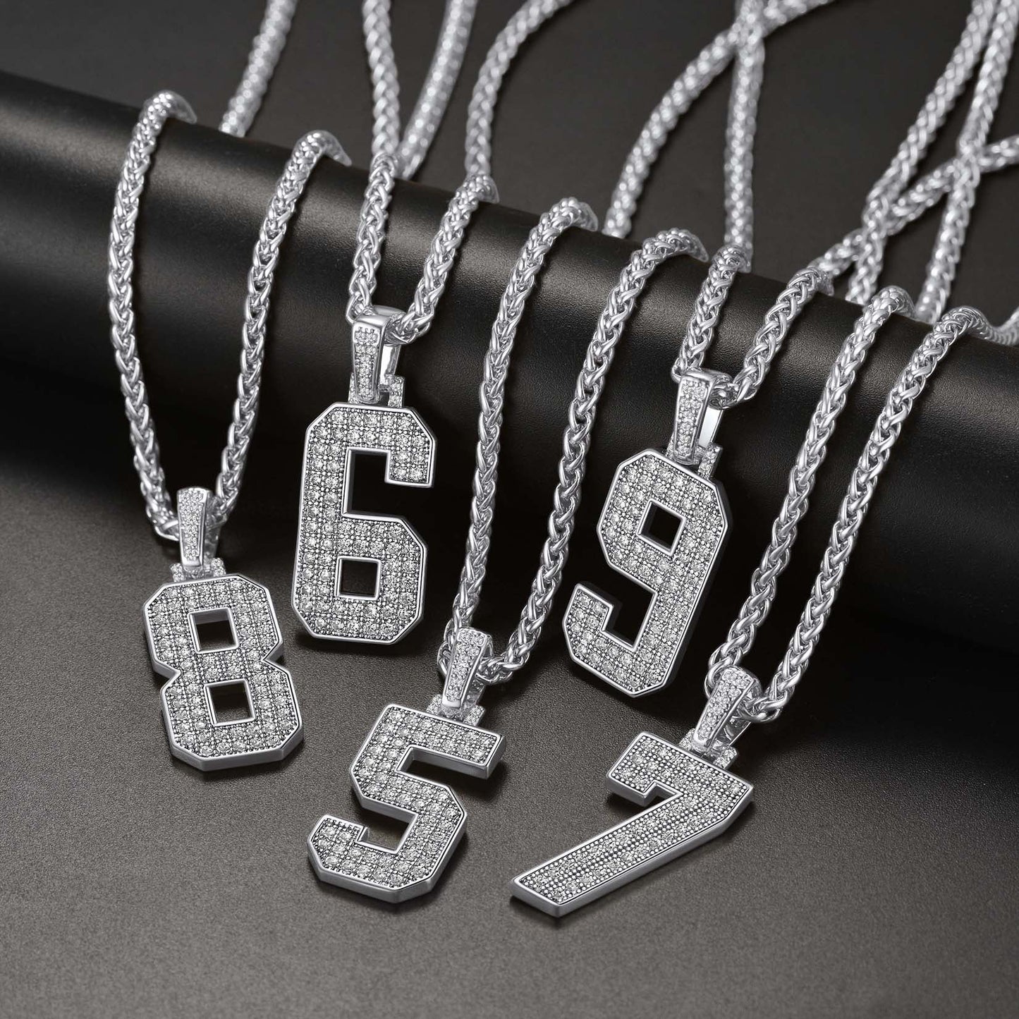 Custom Diamond Baseball Jersey Number Necklace for