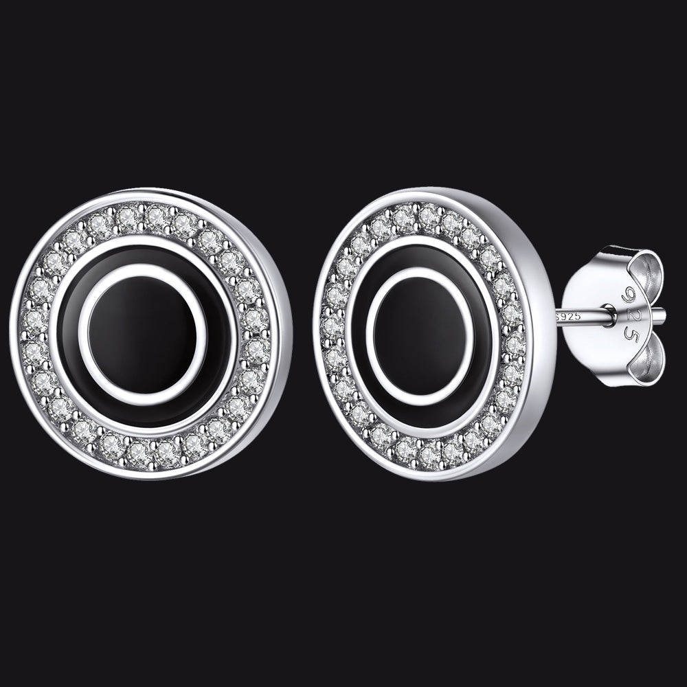 Personalized Black Initial Letter Stud Earrings for