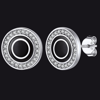 Personalized Black Initial Letter Stud Earrings for