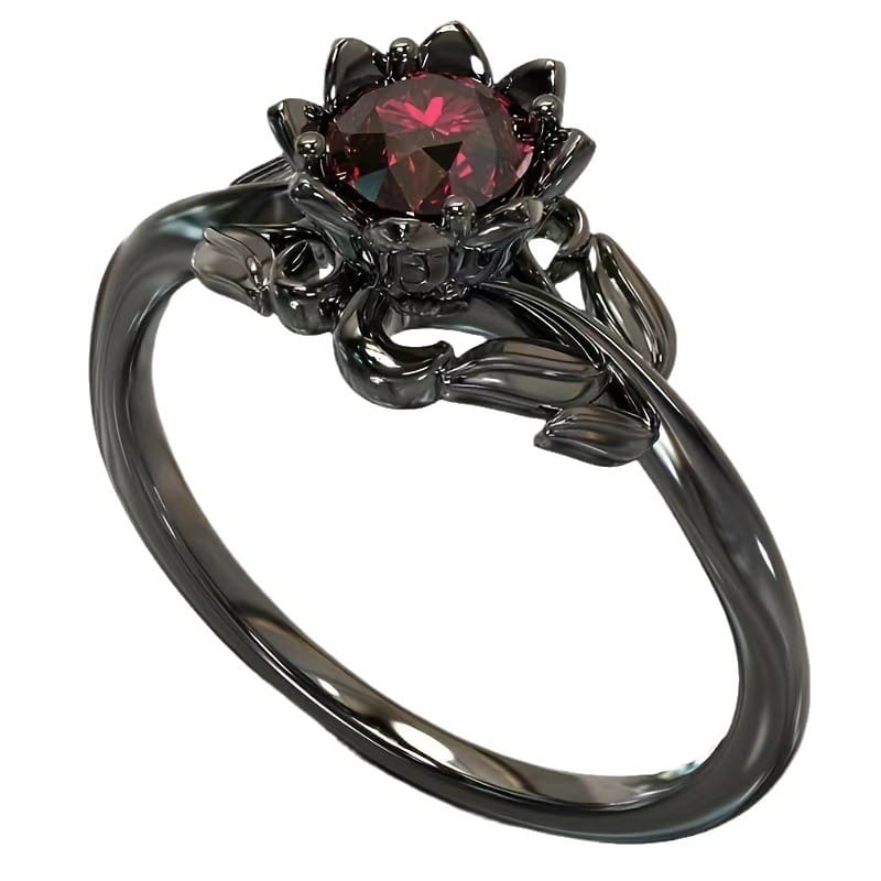 Bloodrose Witch Flower Crystal Ring
