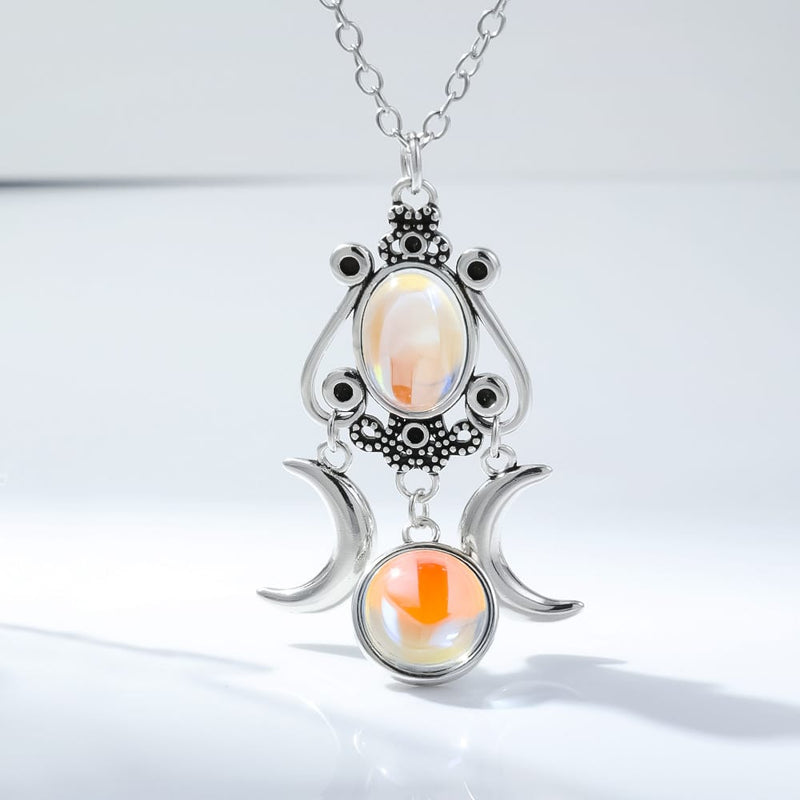 Opaline Trinity Moon Goddess Necklace