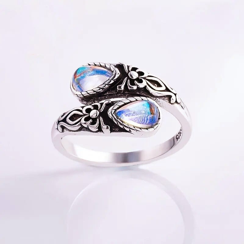Moonlit Dual Blossom Spirit Ring