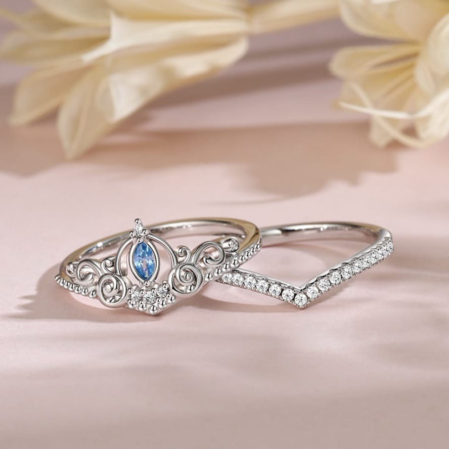 Mystic Royalty Blue Gem Ring Set