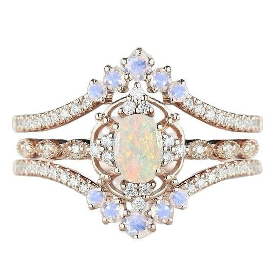 Mystic Harmony Opal Ring Set