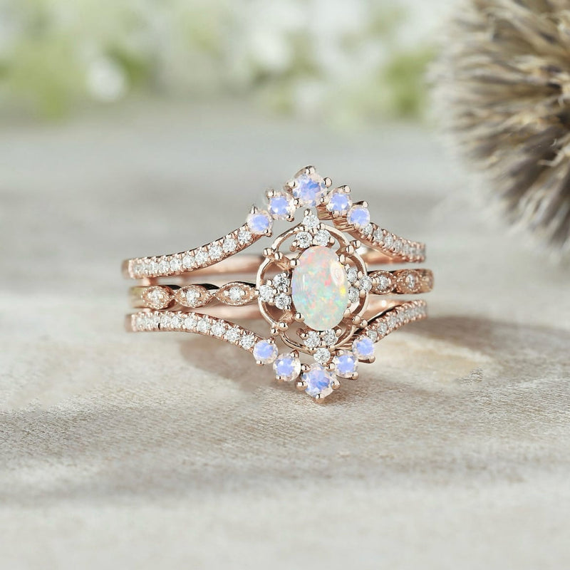 Mystic Harmony Opal Ring Set