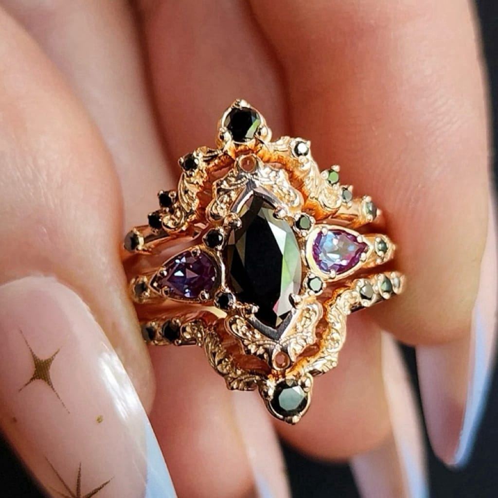 Witch’s Ward Obsidian Amethyst Ring