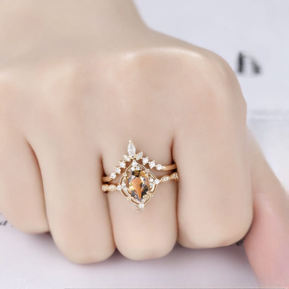 Celestial Vow Zircon Ring Set