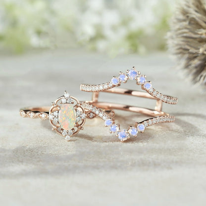 Mystic Harmony Opal Ring Set