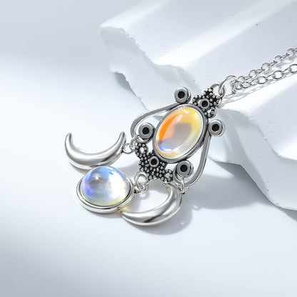 Opaline Trinity Moon Goddess Necklace