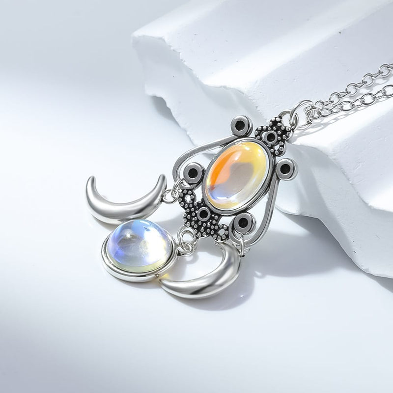 Opaline Trinity Moon Goddess Necklace