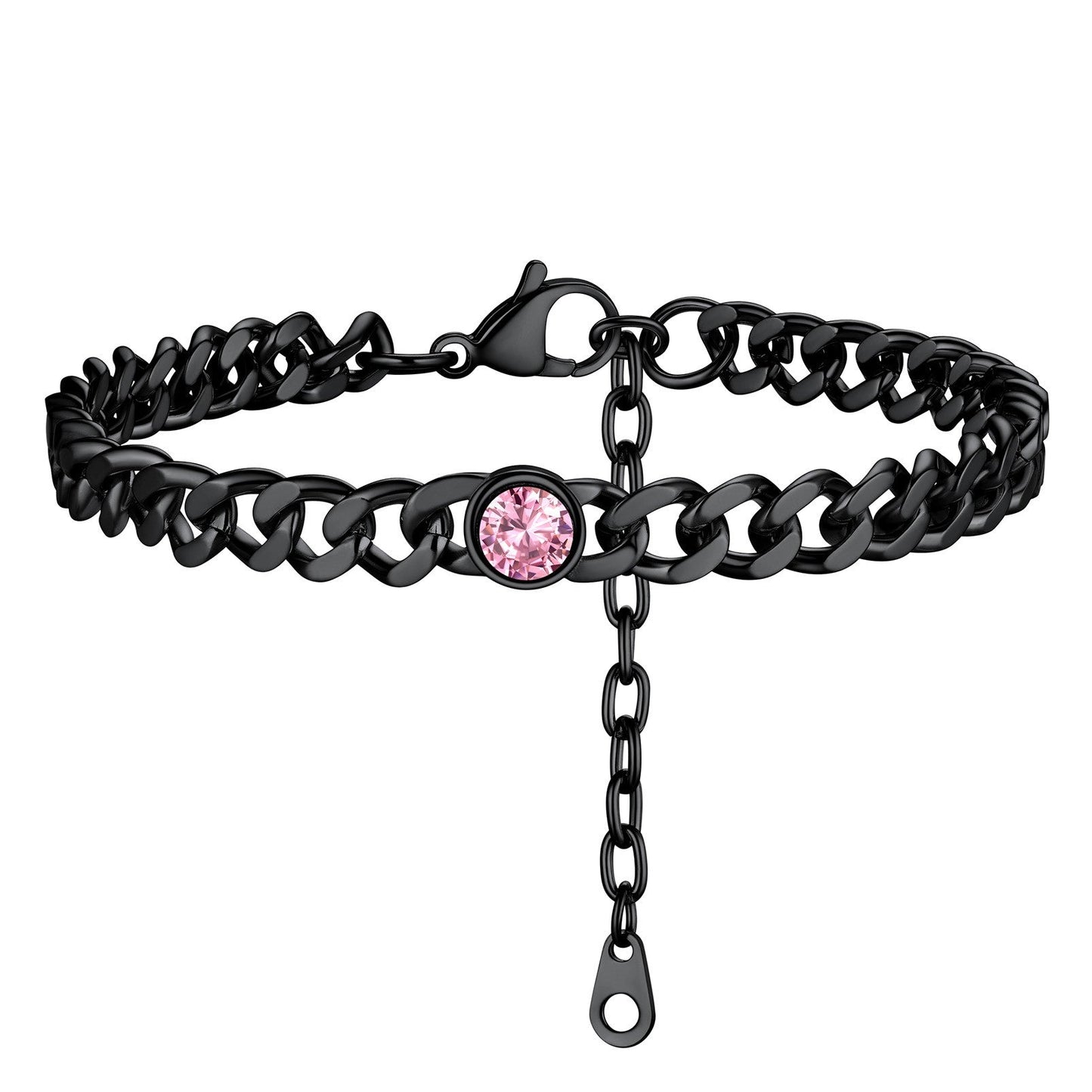 Personalized Birthstone Cuban Link Anklet for