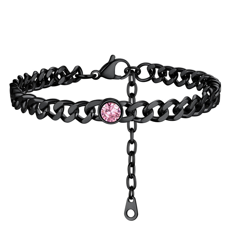 Personalized Birthstone Cuban Link Anklet for