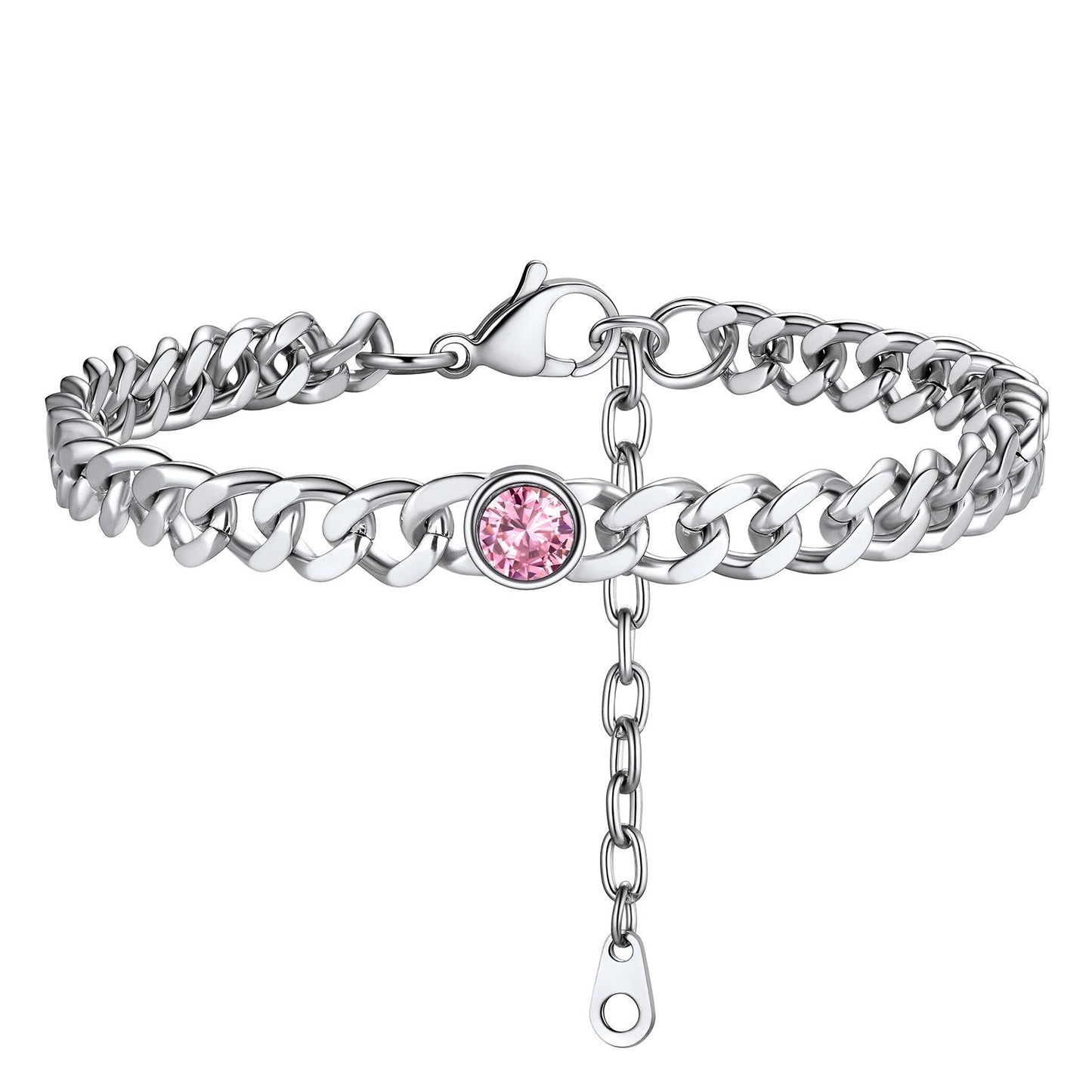 Personalized Birthstone Cuban Link Anklet for