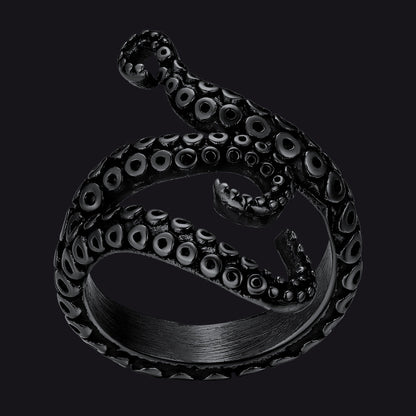 Biker Punk Three Octopus Tentacle Ring for