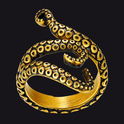 Biker Punk Three Octopus Tentacle Ring for
