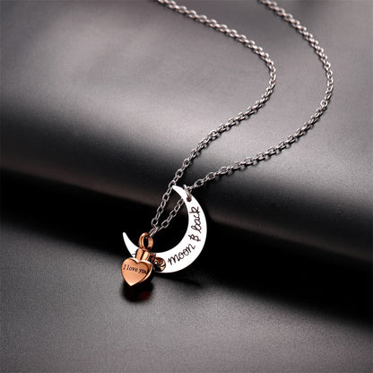 Custom Moon Heart Urn Necklace Cremation Pendant for Ashes