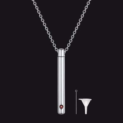 Personalized Bar Urn Necklace for Ashes With Birthstone Keepsake Memorial Jewelry
