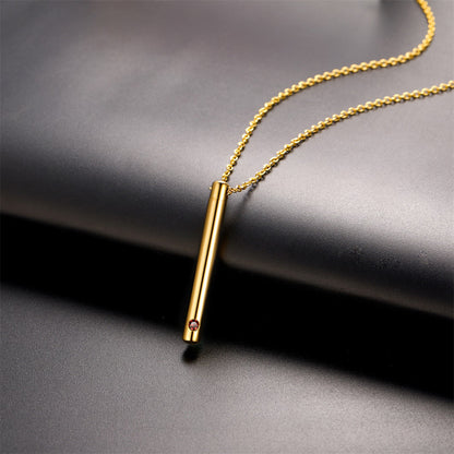 Personalized Bar Urn Necklace for Ashes With Birthstone Keepsake Memorial Jewelry