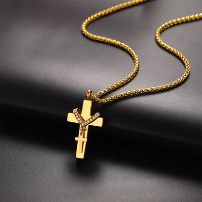 Custom Double Cross Cremation Urn Pendant Necklace for Ashes