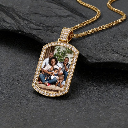 Customized Zirconia Picture Dog Tag Necklace Memorial Gift for