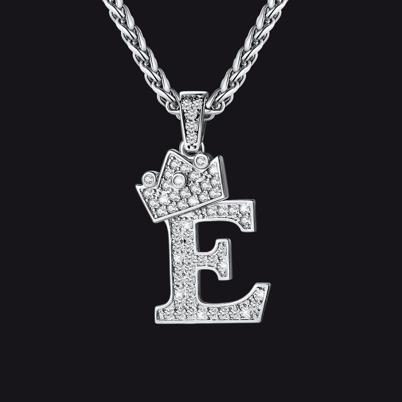 Sparkly Bling Crown Diamond Initial Letther Necklace for