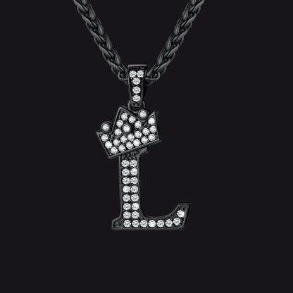 Sparkly Bling Crown Diamond Initial Letther Necklace for