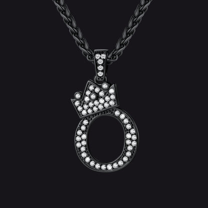 Sparkly Bling Crown Diamond Initial Letther Necklace for