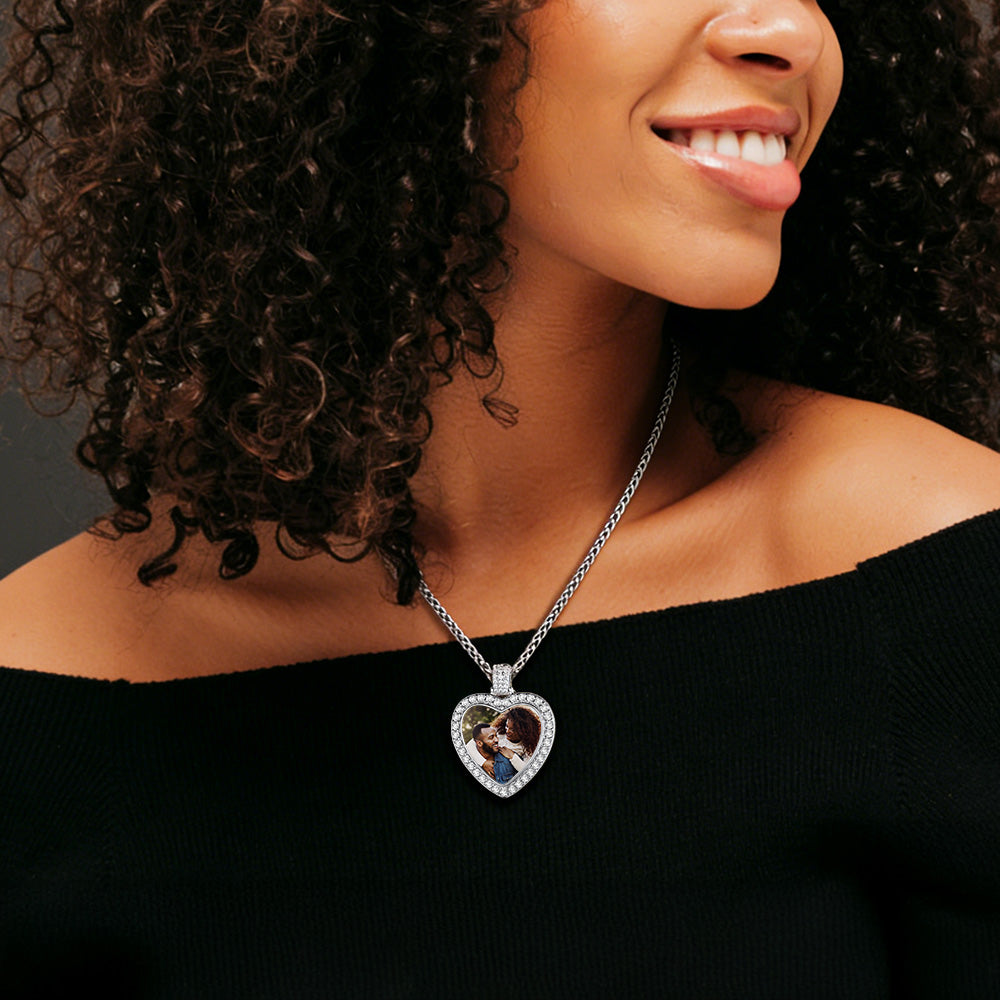 Customized Heart Picture Photo Necklace Memorial Gift for