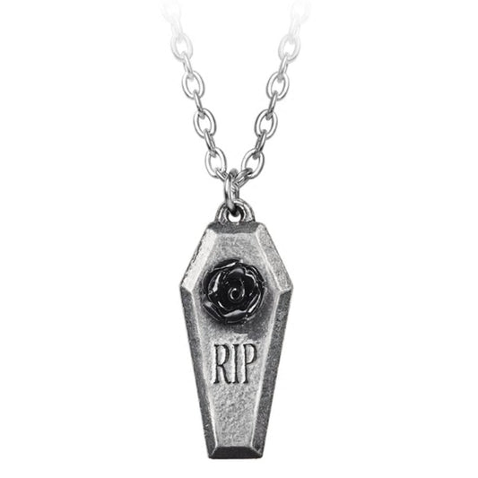Rip Rose Pendant Coffin Necklace by Alchemy Gothic