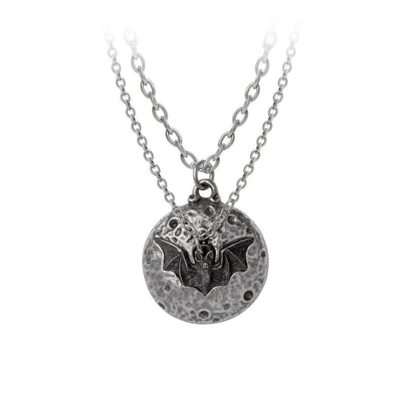 Luna Roost Bat and Moon Paired Necklaces by Alchemy Gothic.