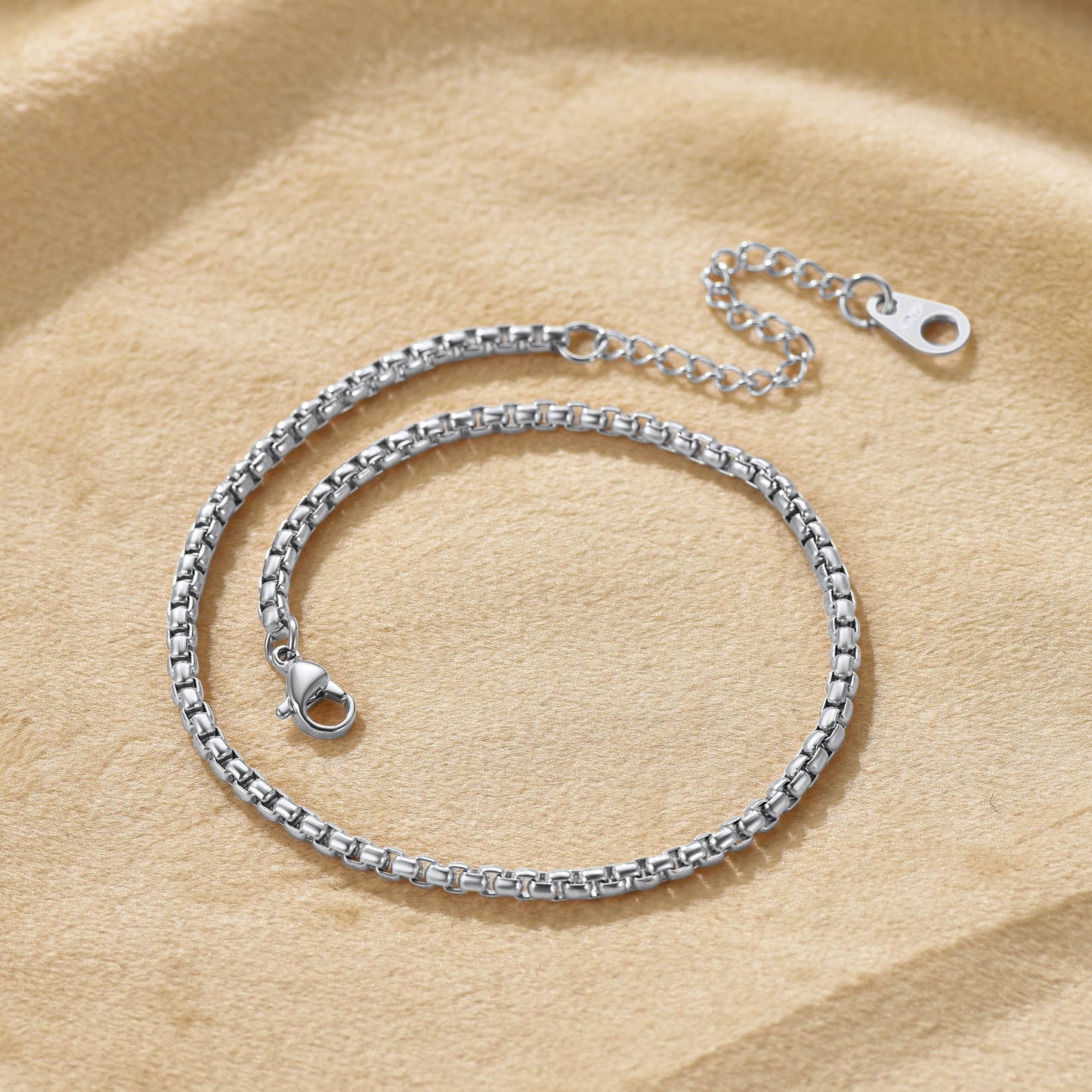 3mm Stainless Steel Box Chain Anklet for