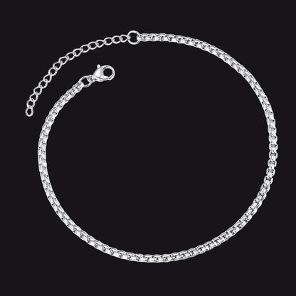 3mm Stainless Steel Box Chain Anklet for