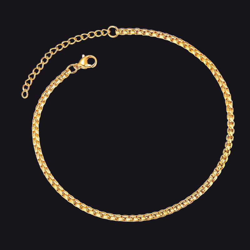 3mm Stainless Steel Box Chain Anklet for