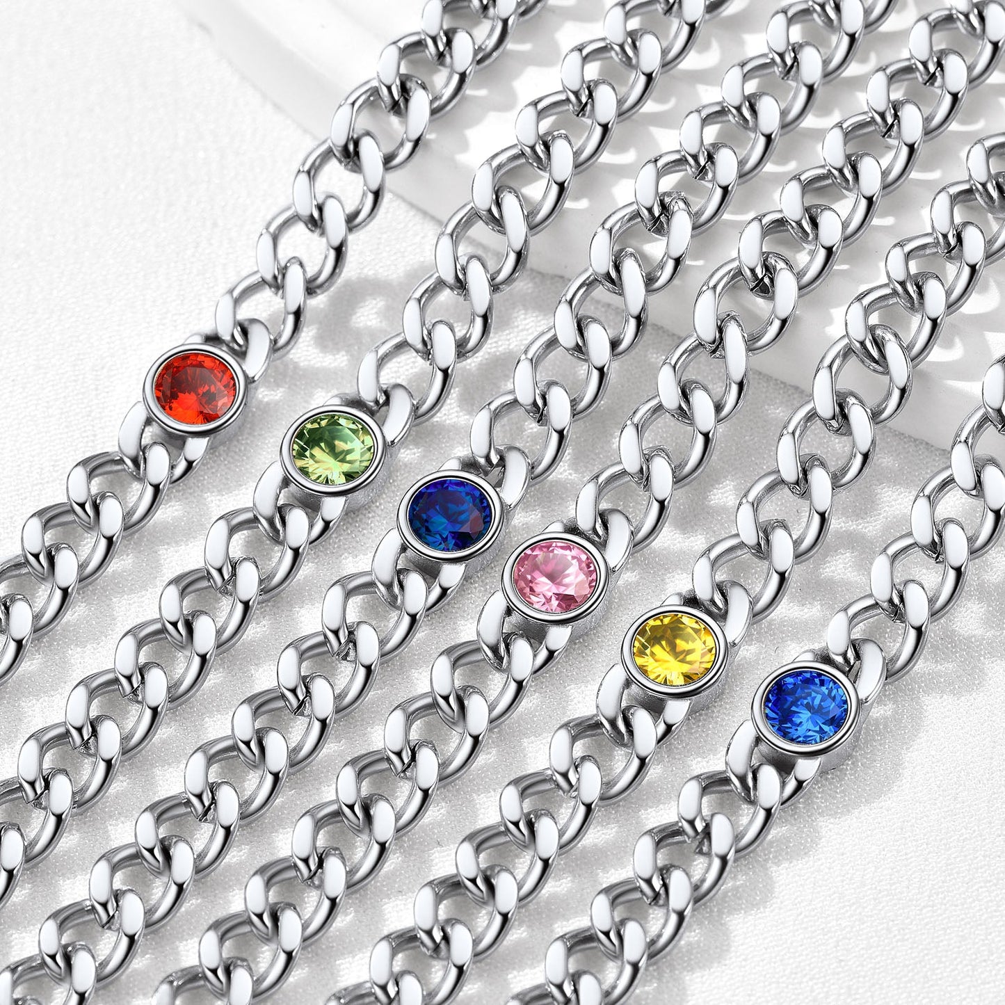 Personalized Birthstone Cuban Link Anklet for