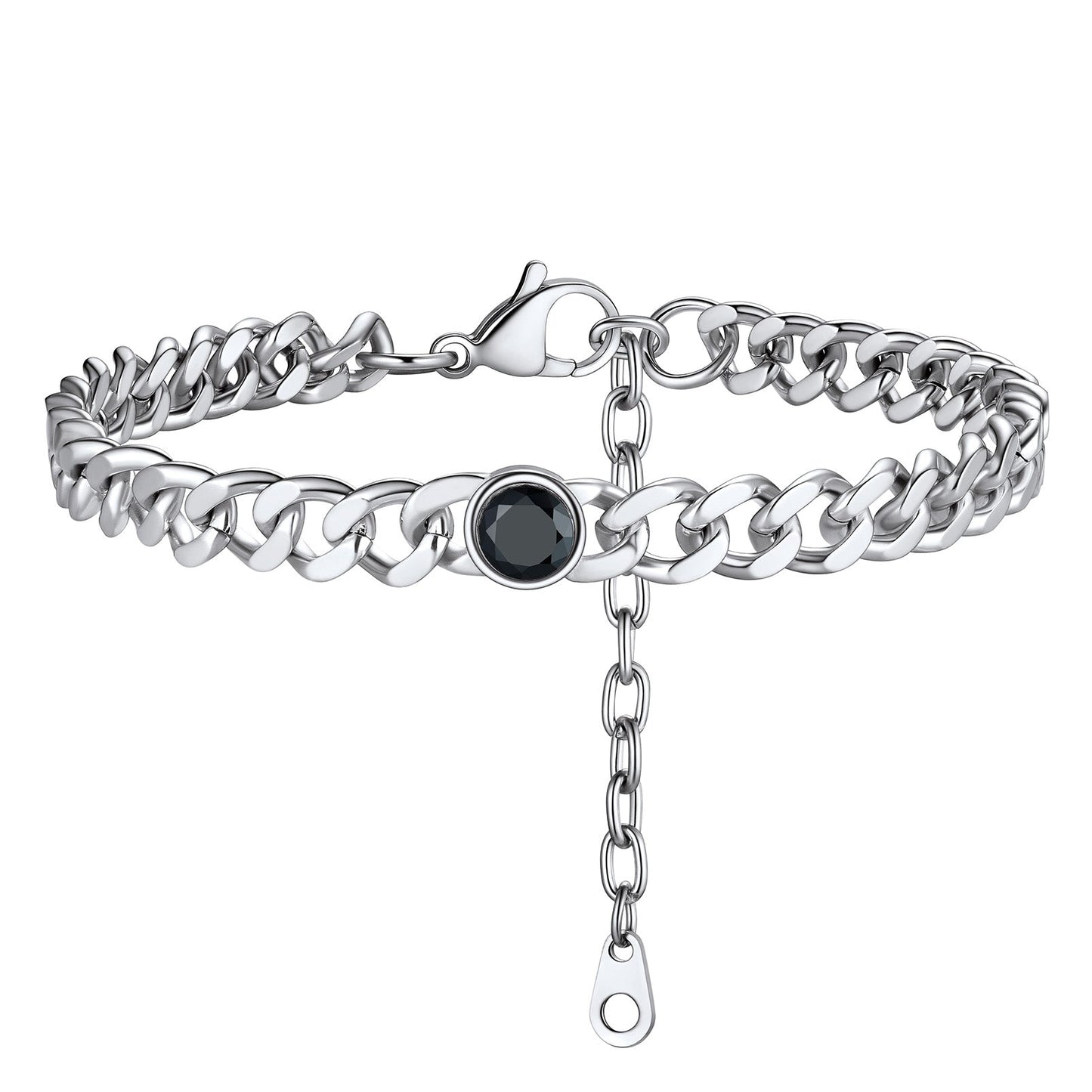 Personalized Birthstone Cuban Link Anklet for