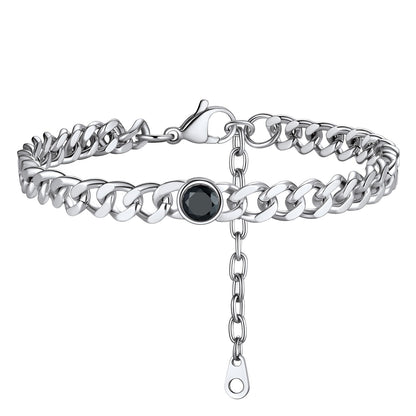 Personalized Birthstone Cuban Link Anklet for