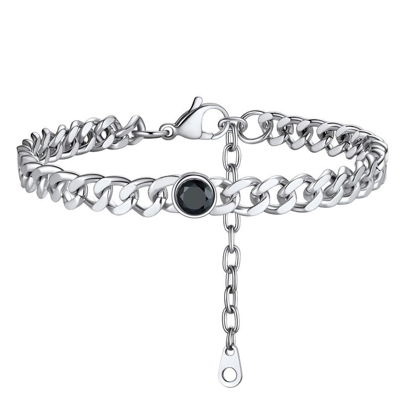 Personalized Birthstone Cuban Link Anklet for