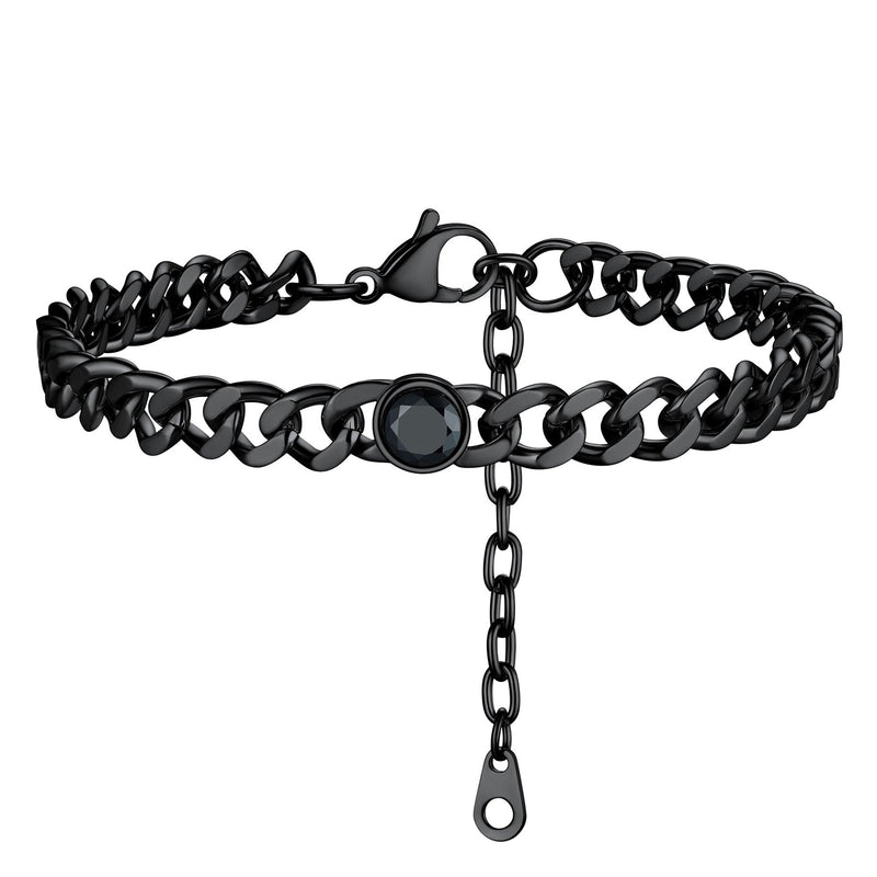 Personalized Birthstone Cuban Link Anklet for