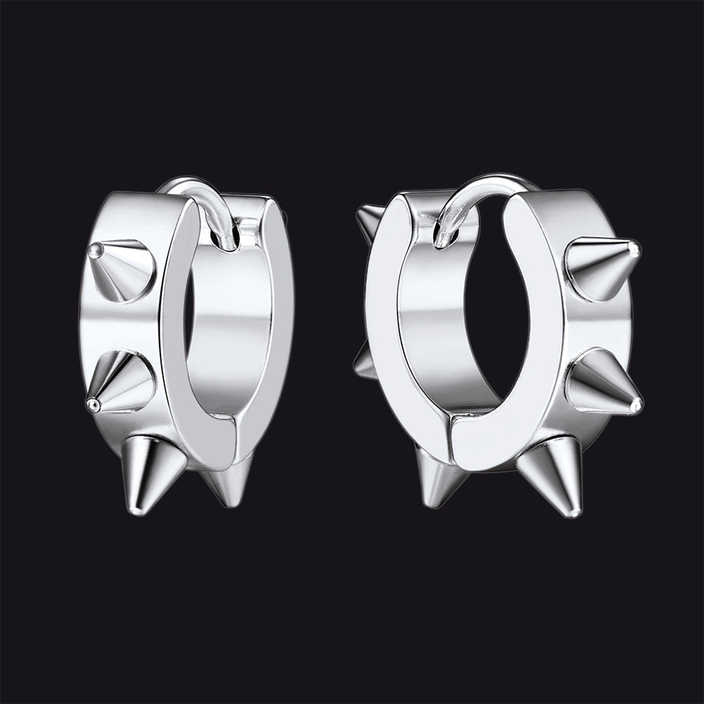 Punk Spike Rivet Huggie Hoop Earrings for