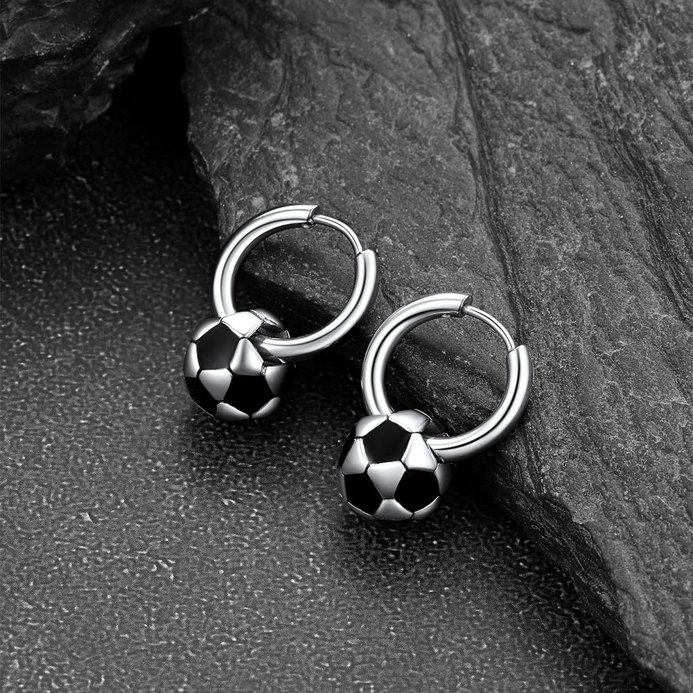 Sport 3d Soccer Hoop Earrings for
