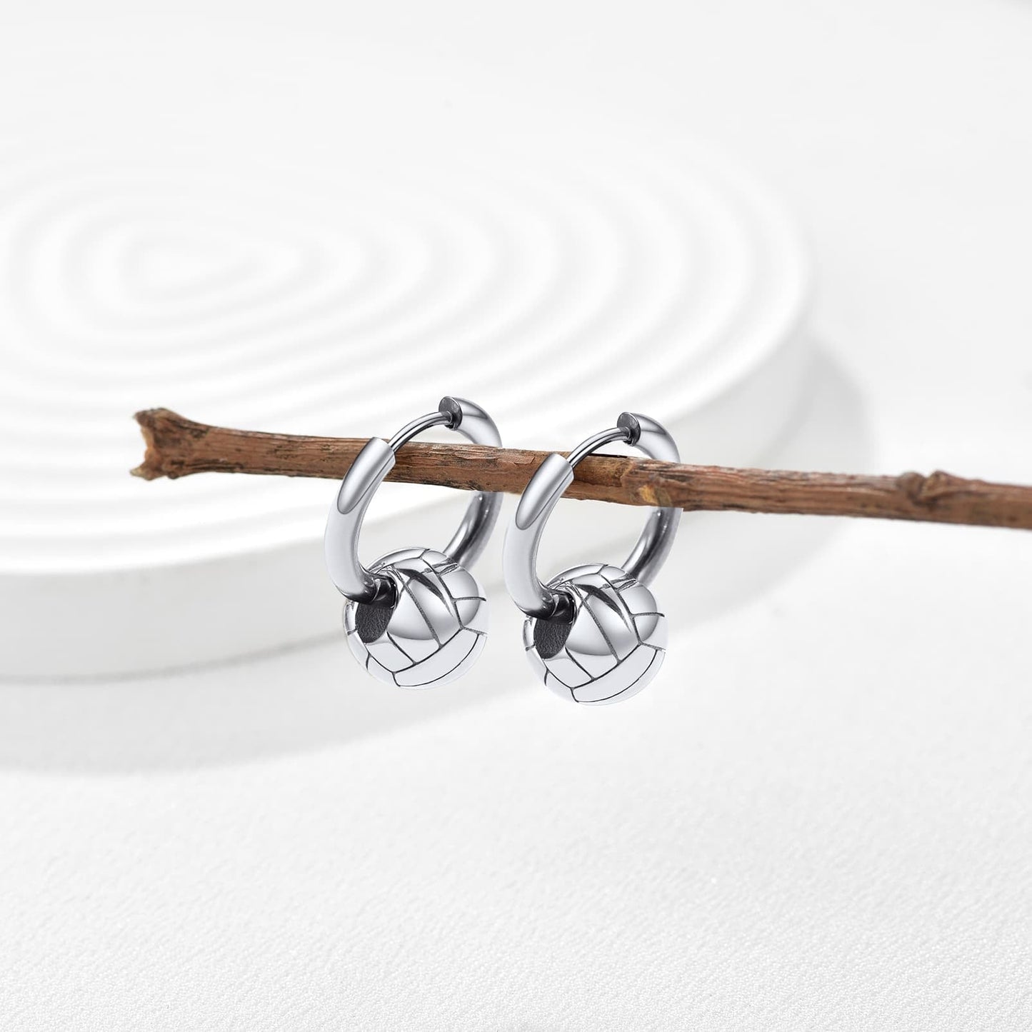 Flash Volleyball Dangle Hoop Earrings for