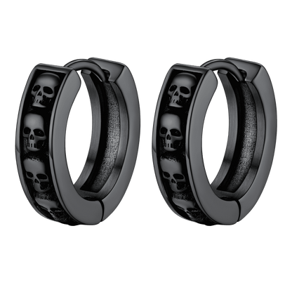Gothic Skull Huggie Hoop Earrings for